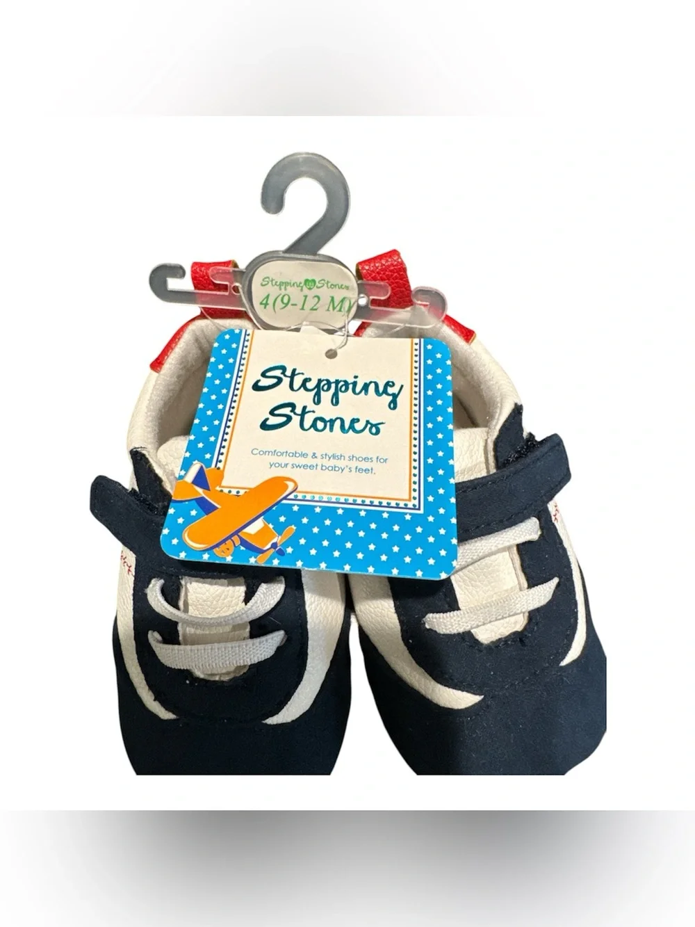 Stepping Stones Baby Baseball Sneakers Red White & Blue Size 4 - 9-12 Months NWT